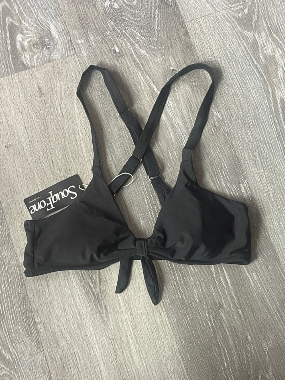 Black Tie-Front Top swimsuit - Women M